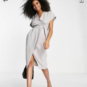 Closet London kimono wrap dress in slate gray. US 8. Perfect condition.